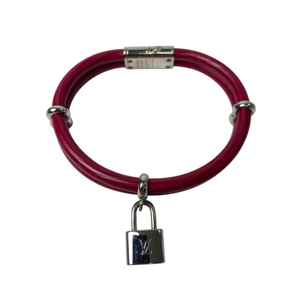 LOUIS VUITTON Red Leather Charm Bracelet